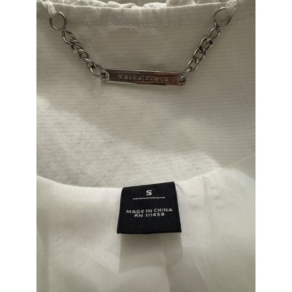 White House Black‎ Market Ivory Ruffle Neck Light Jacket w/Tie + Pockets Size S - Picture 6 of 8